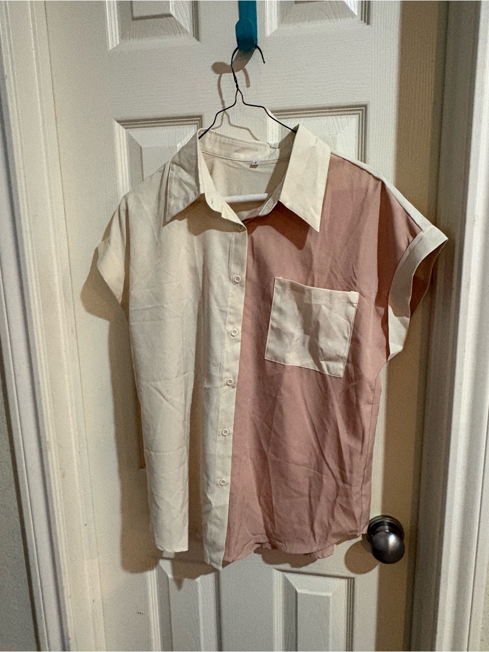 Pink/ white button up